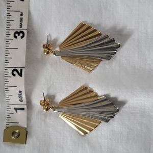 Vintage silver and gold dangling post earrings